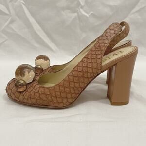 Richard Tyler Vintage Riesling Brown Snake Skin Glam High Heel Shoes Womens 7.5